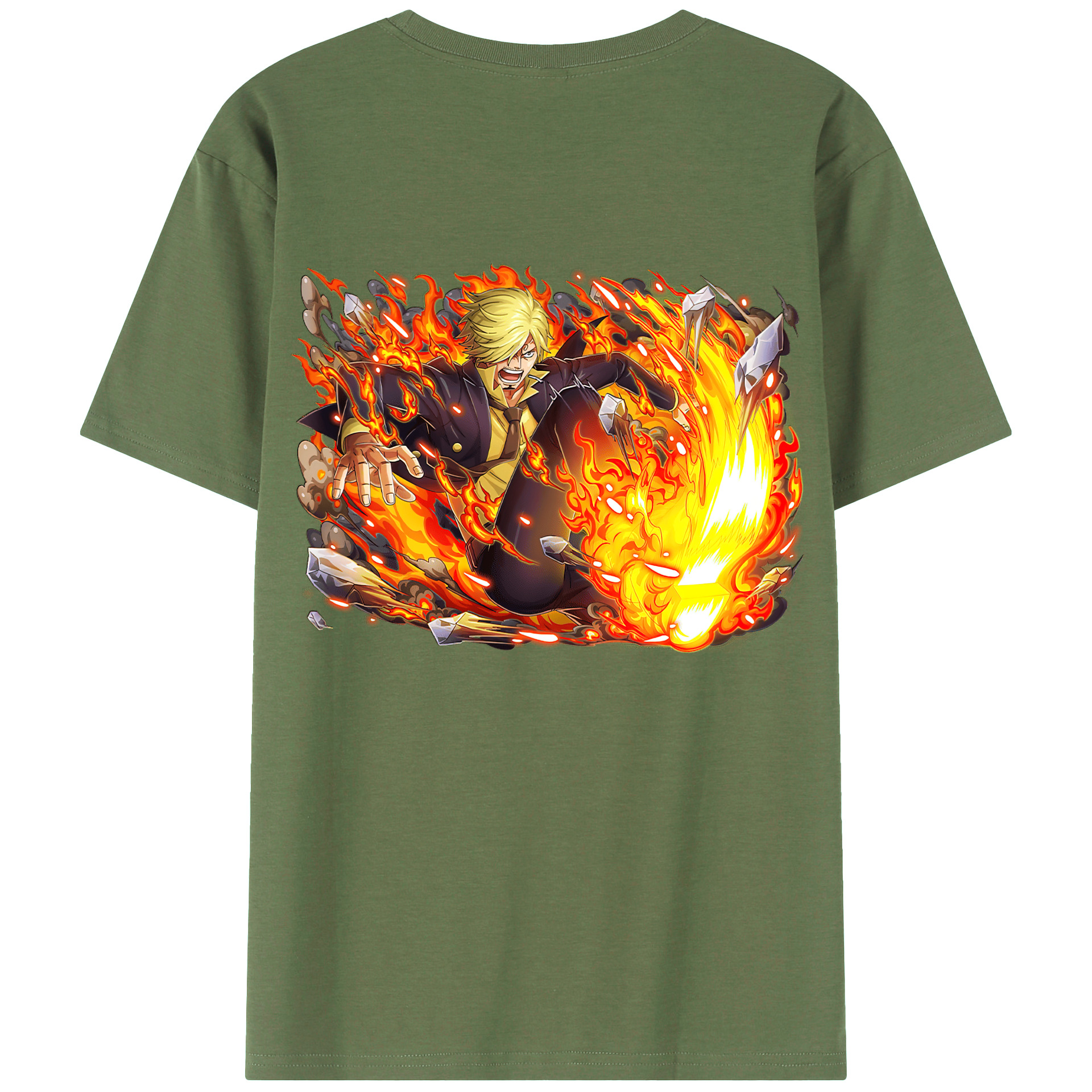 （画像用） ワンピース サンジ ONE PIECE Sanji 綿100％ メンズ半袖Tシャツ（バックプリント） 通気性
